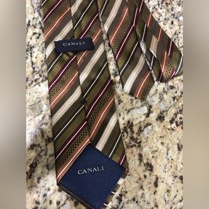 CANALI MENS SILK STRIPED TIE